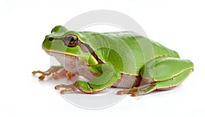 Close-up macro a tree frog isolated on a white background