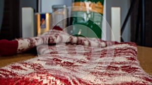 Close up macro view of the knitting.