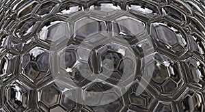 Close-up Macro View of a Metallic Hexagonal Geometric Pattern Texture honeycomb