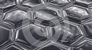 Close-up Macro View of a Metallic Hexagonal Grid Pattern with Reflective Surfaces image
