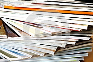 Close up of magazines