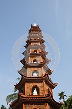 Close up of the main tower at Tran Quoc pagoda