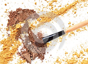 Close up of a make up powder on white background.