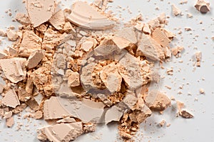 Close up of make up powder on white background