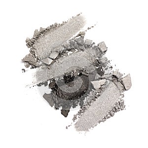 Close-up of make-up swatches. Smears of crushed gray eye shadow