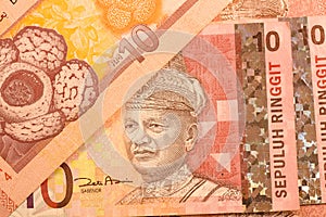 Close up Malaysia Ringgit currency note MYR