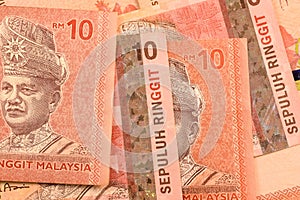 Close up Malaysia Ringgit currency note MYR photo