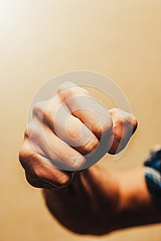 Close up of male fist. agression concept photo