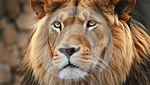 close up of male lion with mane , generated by AI