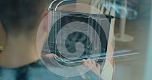 Close up Man coding html and programming on screen Monitors, development web, developer.
