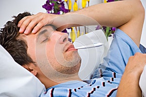 Close up of man with flu