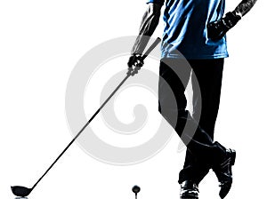 Close up man golfer golfing silhouette