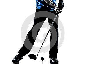 Close up man golfer golfing silhouette