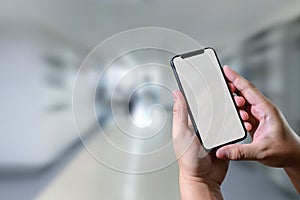 Close up man hands using smart phone Technology and phone technology trends