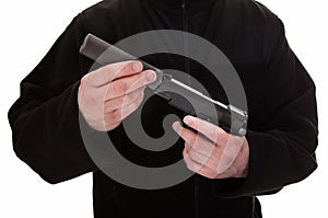 Close-up Of A Man Holding Handgun