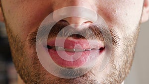 Close-up of man lips