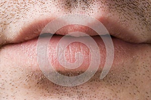 Close-up of a man`s mouth