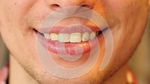 Close Up of Man Smiling Lips and Teeth