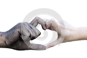 Close up man and woman hands touching holding together on blurred background for love valentine day concept, shake hand with a d