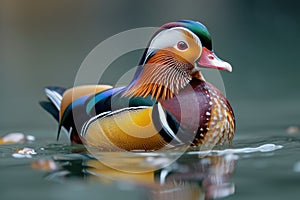 Close-up of mandarin duck swimming in water