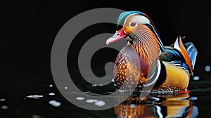 Close-up of mandarin duck swimming in water