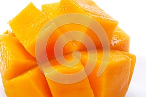 Close up of mango scored