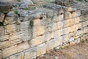 Close up mansory with rusrt of the antic Nymphaeum in Crimea