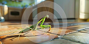 Close-up of a mantis on the floor