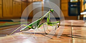 Close-up of a mantis on the floor