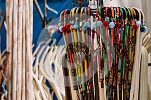 Close up of many little wooden sticks