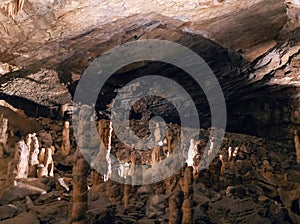 Close up of many stalagmite