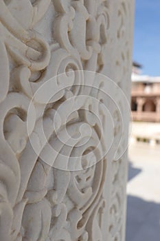 Close-up of marble carvings at Shri Swaminarayan Mandir, Bhuj, Gujarat - India religious trip