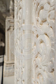 Close-up of marble carvings at Shri Swaminarayan Mandir, Bhuj, Gujarat - India religious trip
