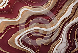 Close up marble texture Burgundy with red white and black golden marble background. Marble board background top view