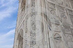 Close-up of marble wall relief, Taj Mahal, Agra, India