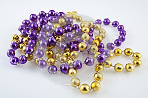 Close up of mardis gras beads