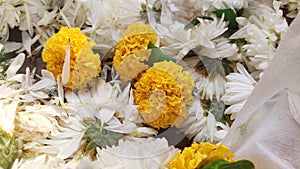 Close up Marigold Flower garland background