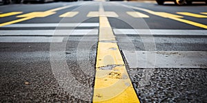 Close-up of markings on the road in the city , concept of Urban infrastructure