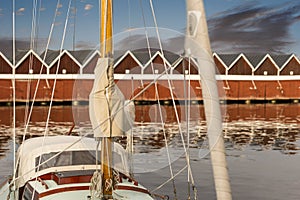 Close up of mast of yacht