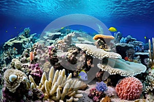 close-up of mat coral with small ocean critters