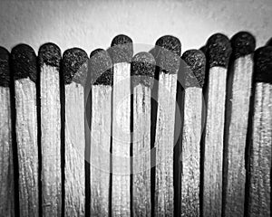 Close-up of Match sticks in black and white