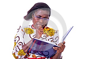 Close up of mature businesswoman with document worried