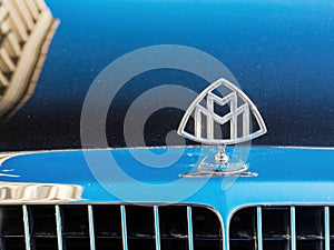close-up of a maybach limousine mascot on the hood