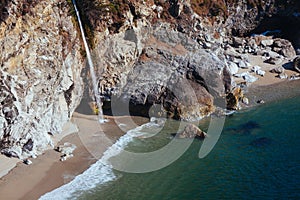 Close-up of McWay Falls in Big Sur