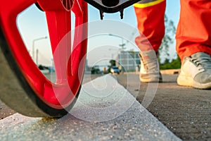 Close up measuring road distances