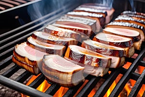 Close Up of Meat Cooking on a Grill