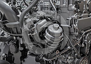 Close up of the mechanics of a car engine
