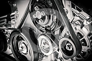 Close up of the mechanics of a engine