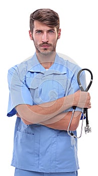 Close up.medical doctor with stethoscope .