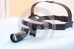 Close up medical equipment of otolaryngologist. Selective focus